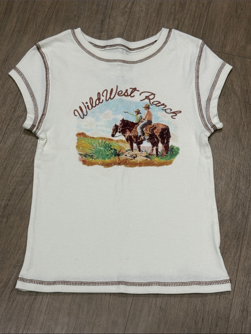 Nordstrom Wild West Ranch Graphic Tee - Cream Short Sleeve